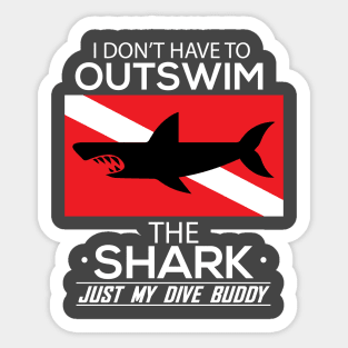 Out Swim My Dive Buddy Funny Shark Scuba Diving Sticker